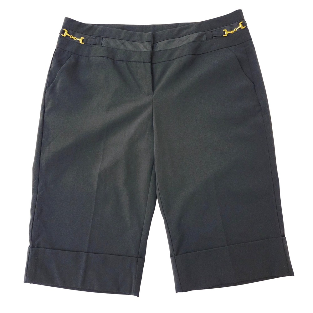FYLO by NYLON Black Bermuda Shorts Gold Horsebit Detail Size‎ 14 Cuffed Dressy